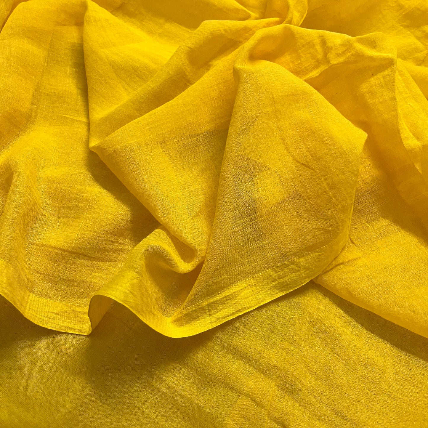 Yellow mulmul saree