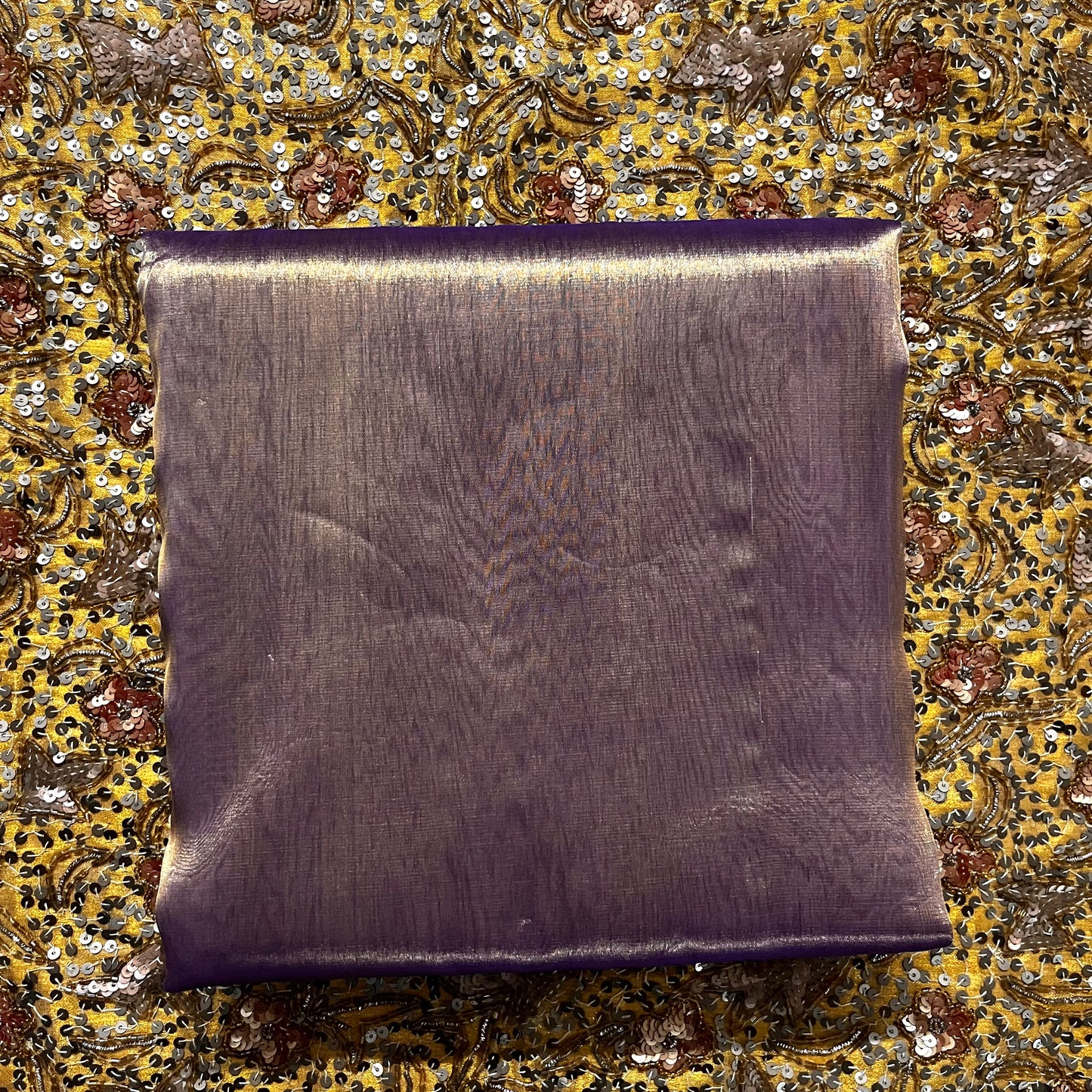 Purple & Gold Chanderi tissue silk saree