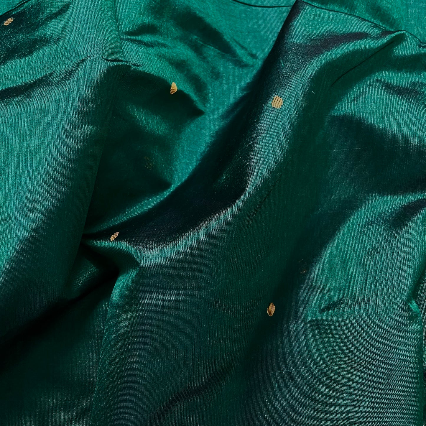 Dark Green Chanderi Silk Saree with Zari Bootis all over