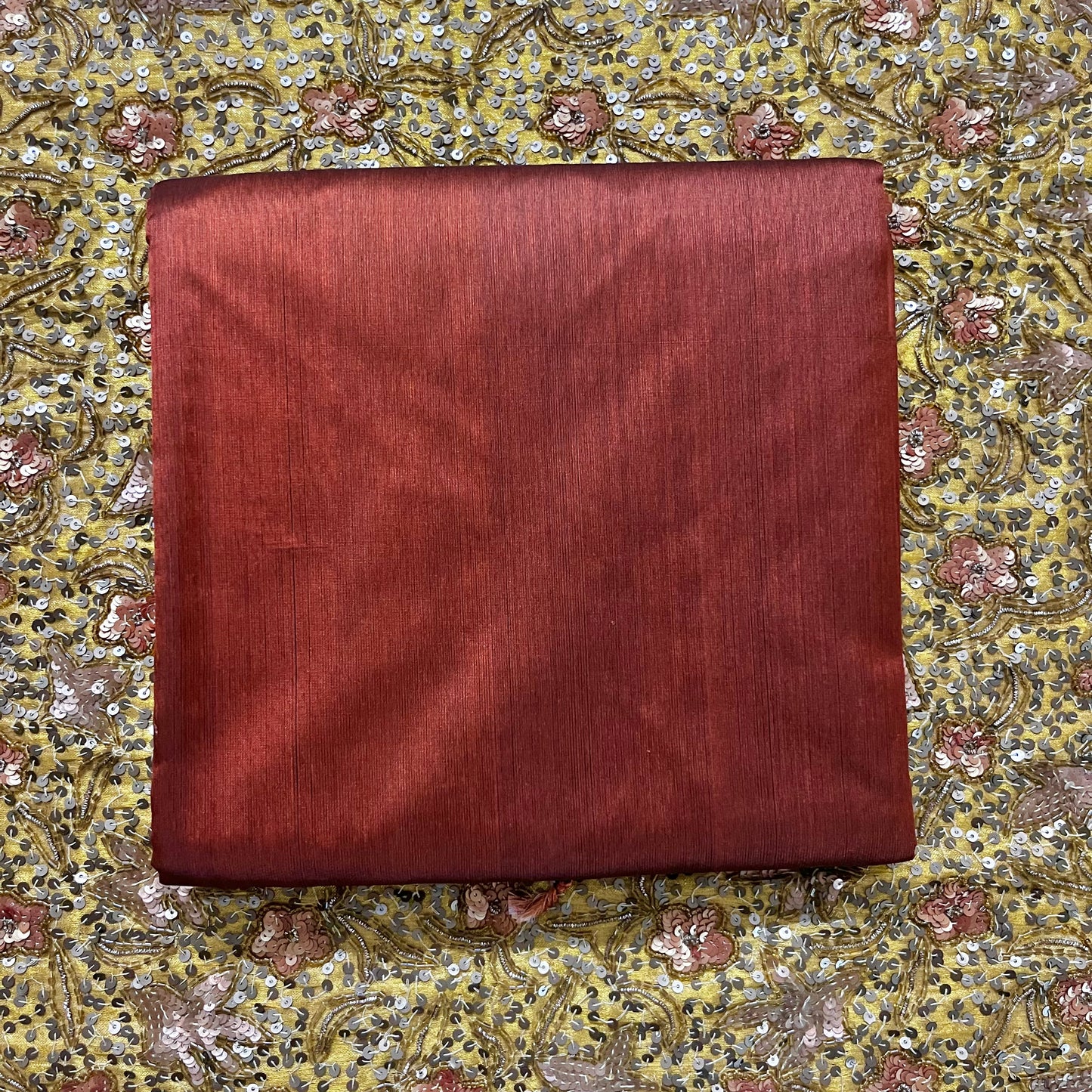 Cinnamon brown chanderi silk saree with silk border