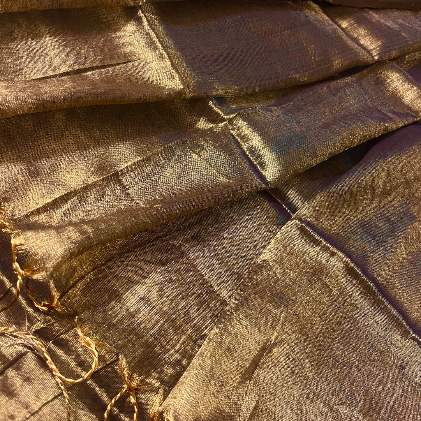 Gold and black linen saree