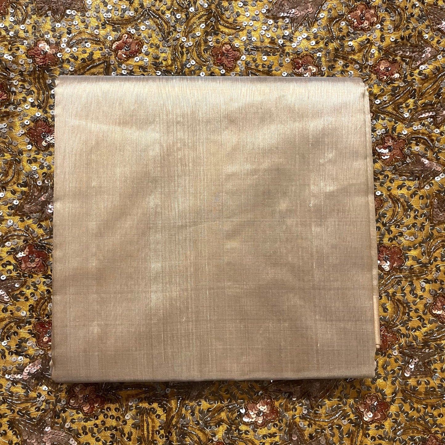 Tuscan beige Chanderi silk saree with silk border