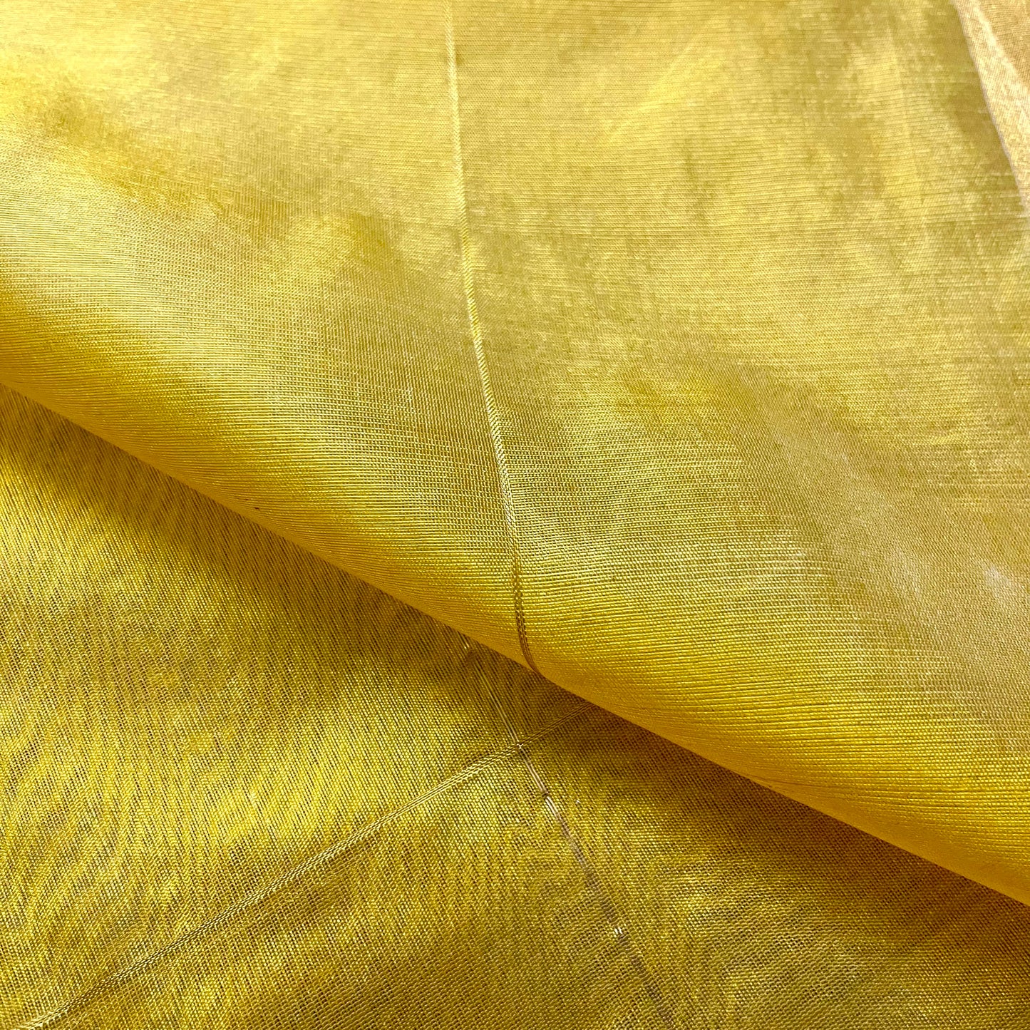 Butter yellow Chanderi silk saree with zari checks all over