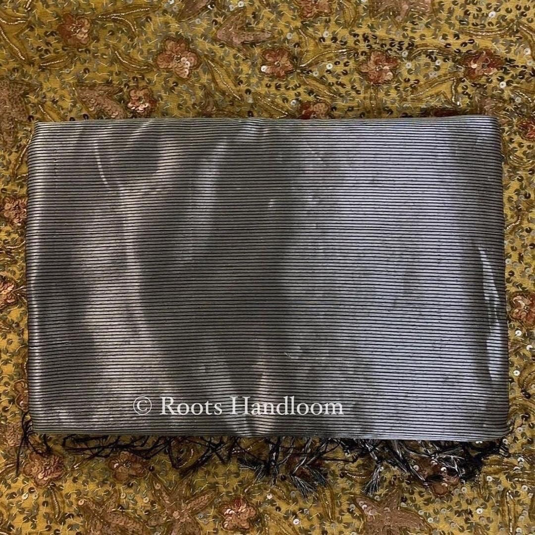 Black Maheshwari Saree with Flower Motifs all over