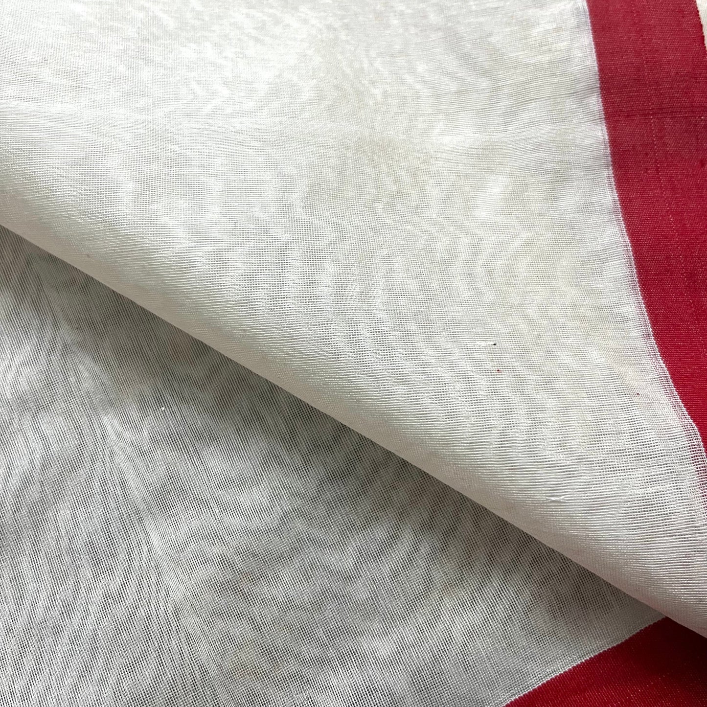 Off white & red chanderi saree with intricate gota work all over