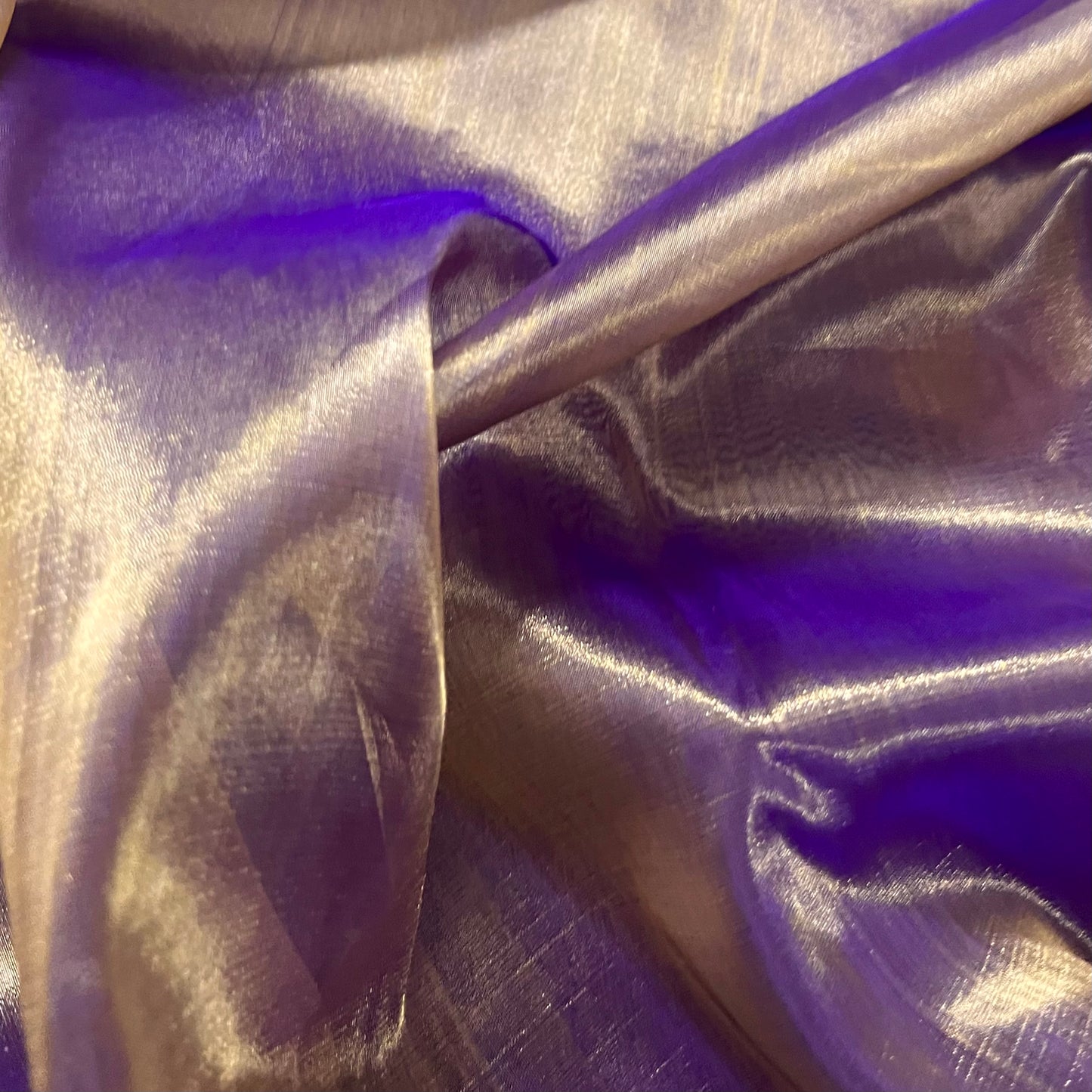 Purple & Gold Chanderi tissue silk saree