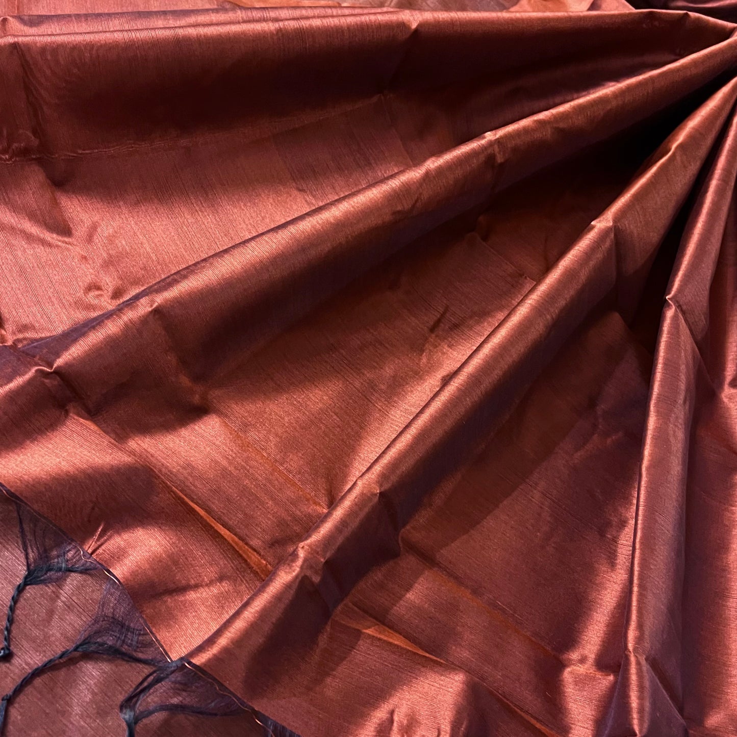 Cinnamon brown chanderi silk saree with silk border