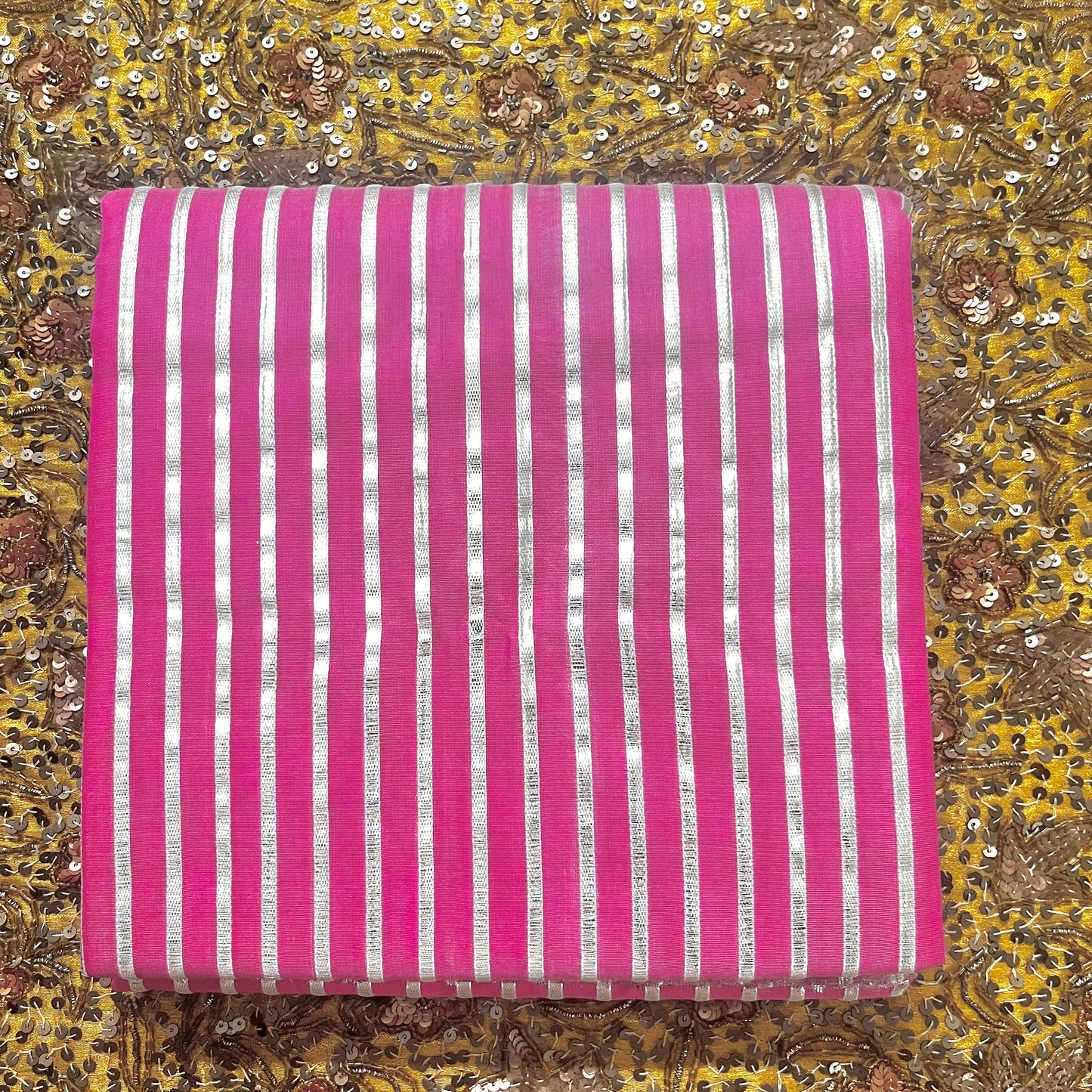Pink Chanderi saree with gota work all over