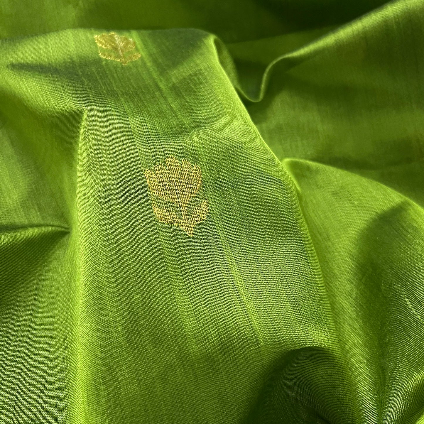 Olive green maheshwari saree with flower motifs all over