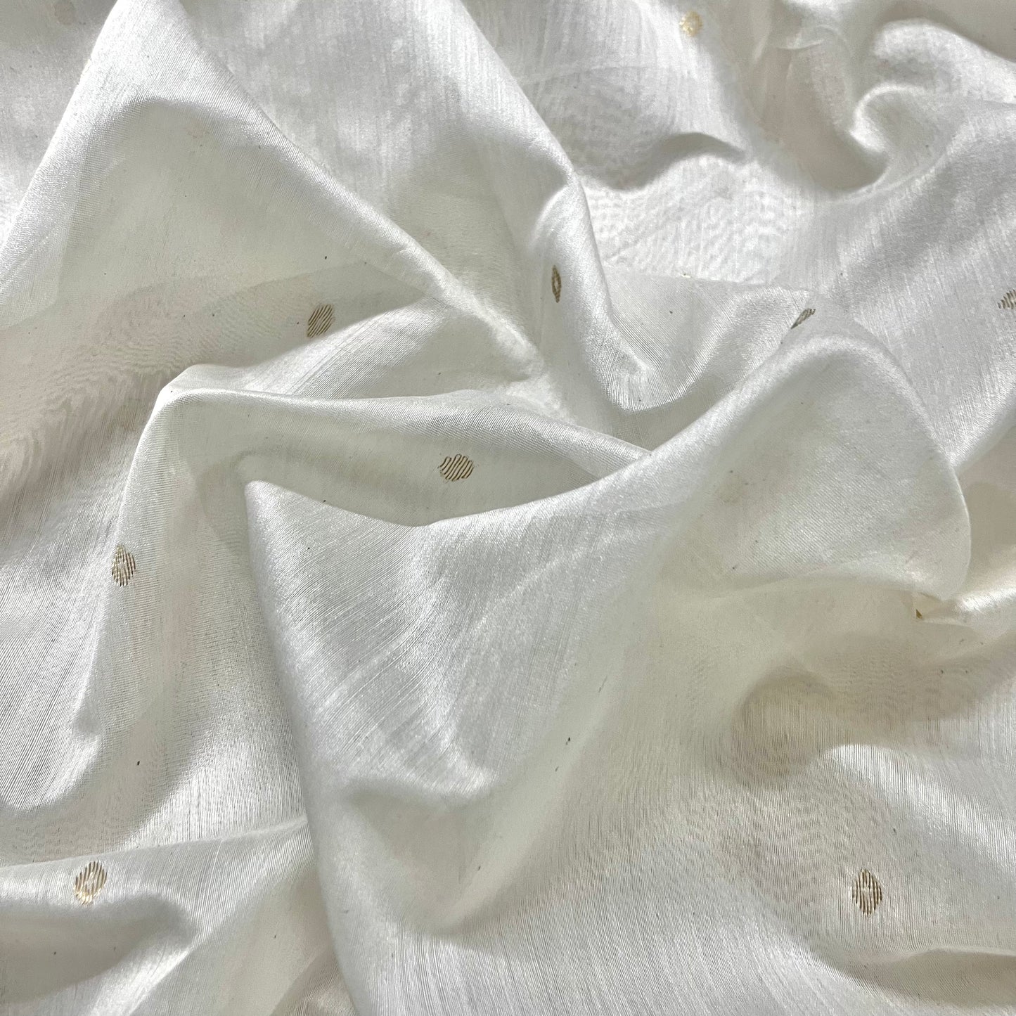 Off white Chanderi saree with zari bootis all over