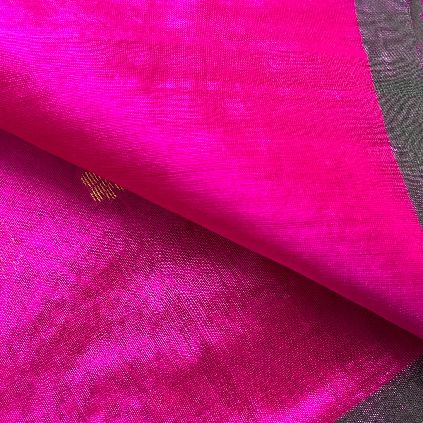 Magenta pink chanderi silk saree with flower bootis all over