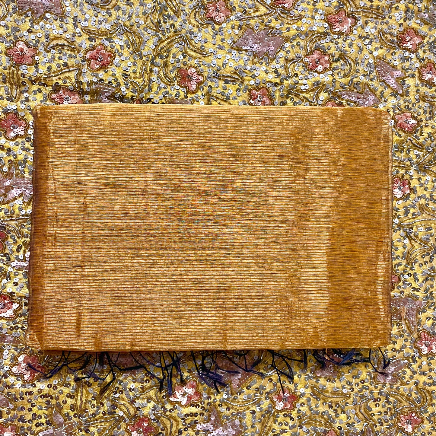 Mustard and gold maheshwari saree with zari border