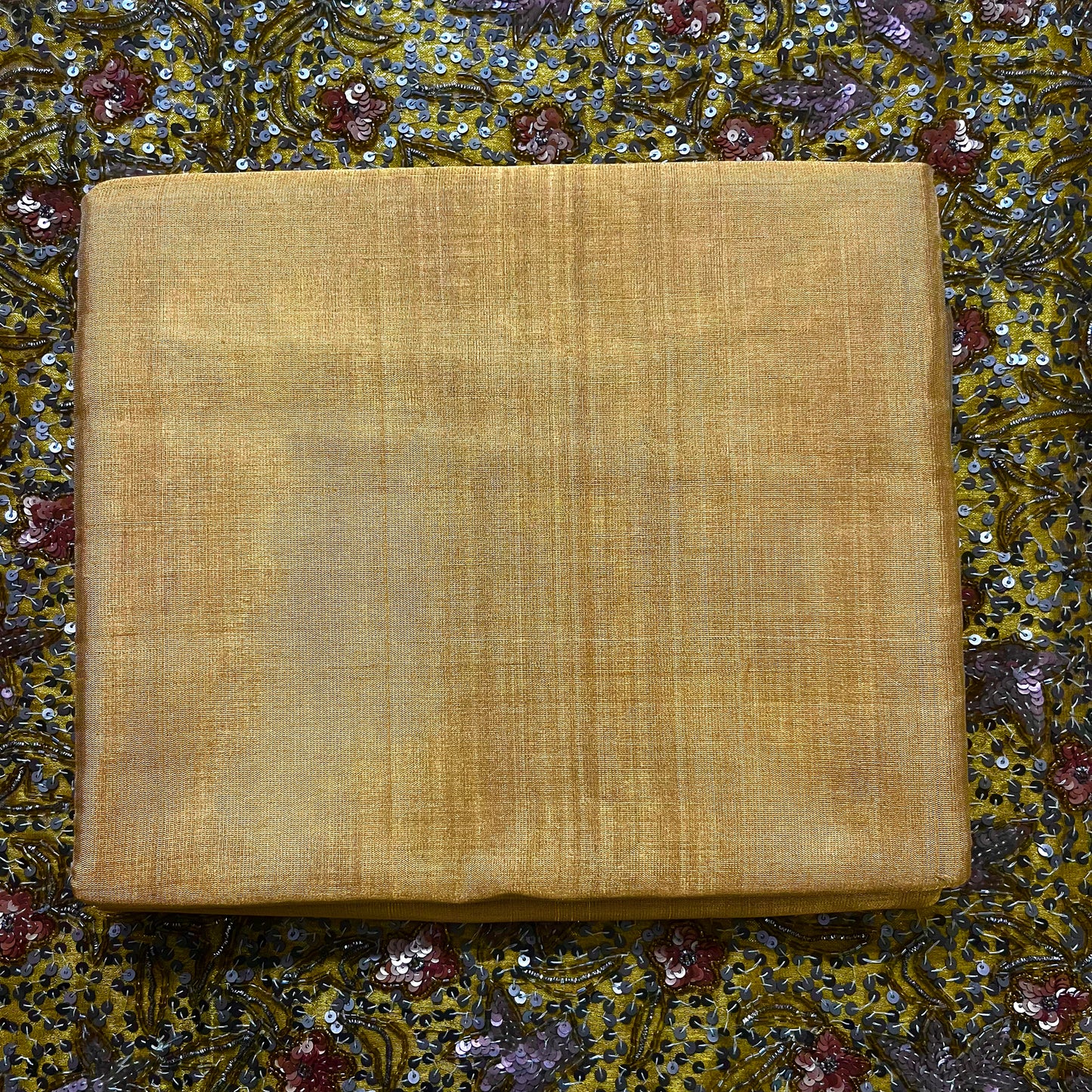 Gold and black chanderi tissue silk saree