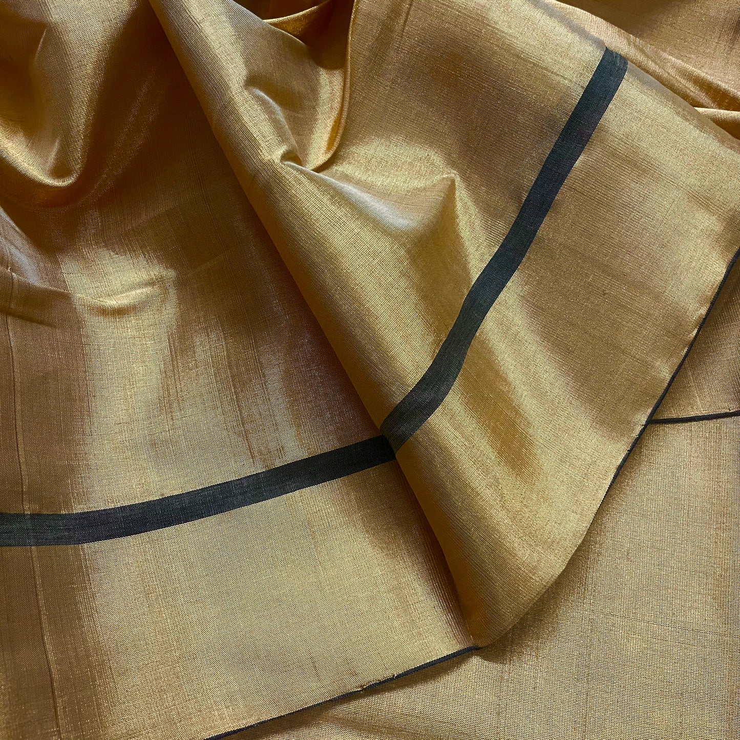 Gold and black chanderi tissue silk saree