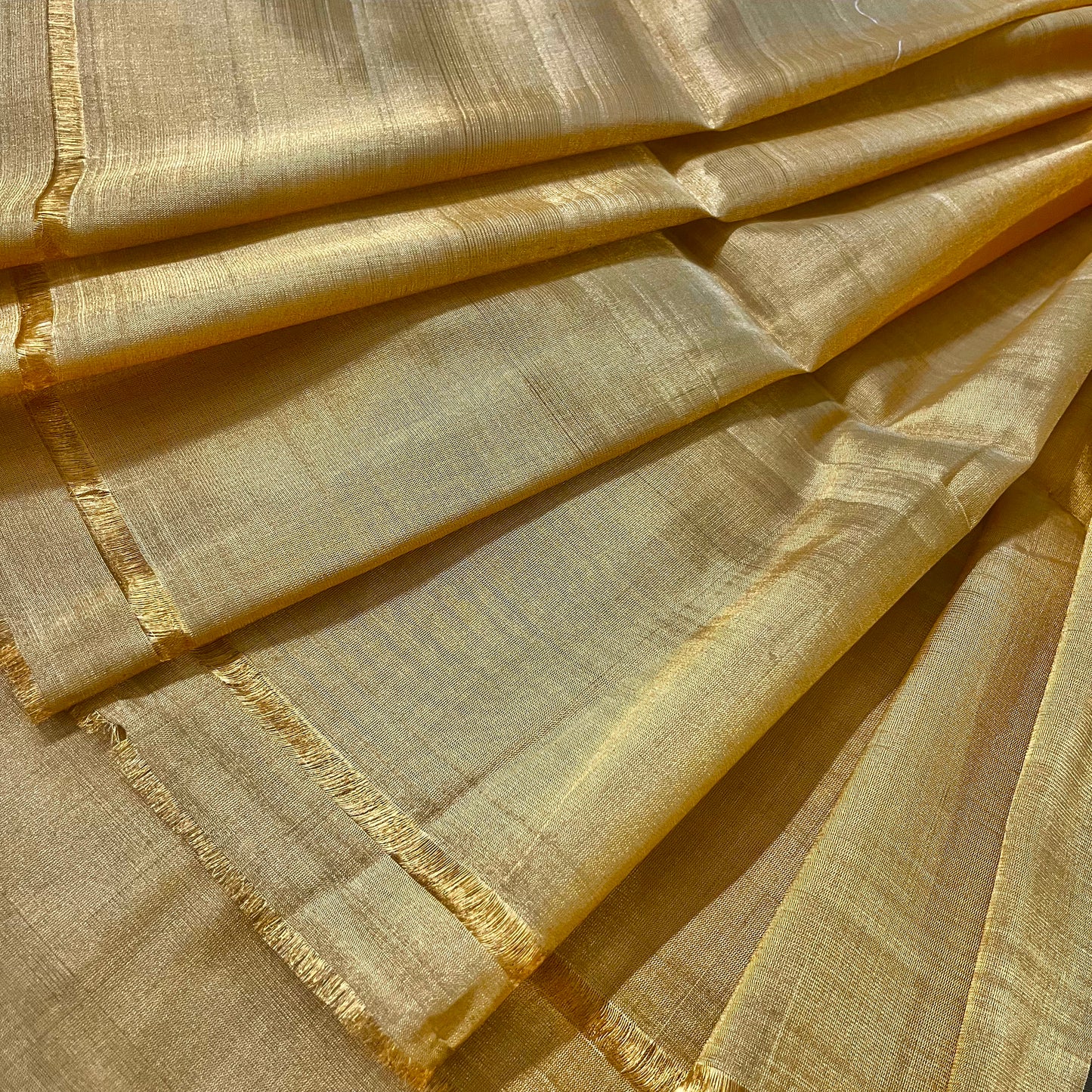 Gold and black chanderi tissue silk saree