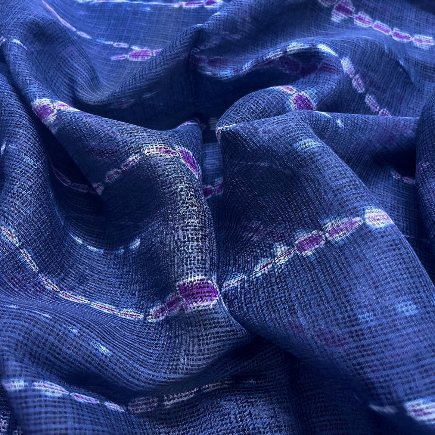 Dark blue and violet kota checks saree