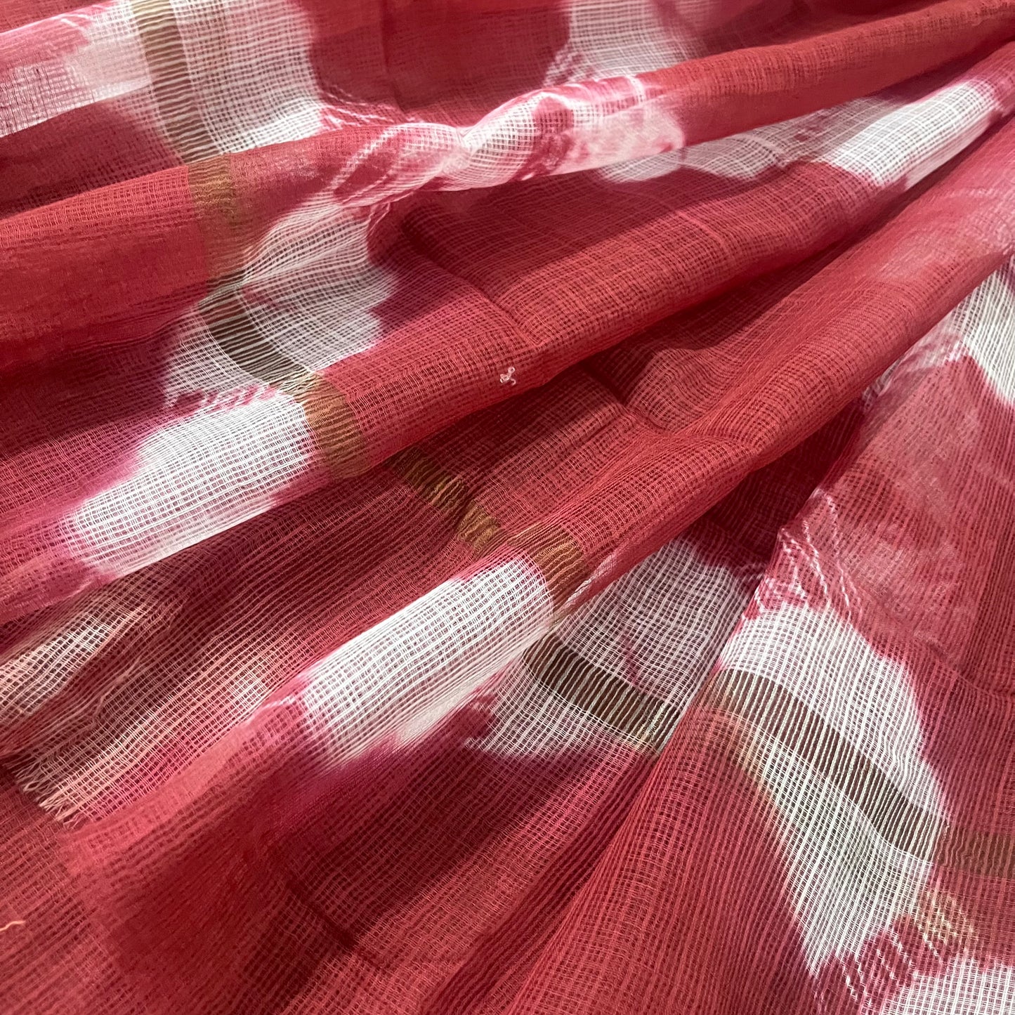Rust red kota checks saree