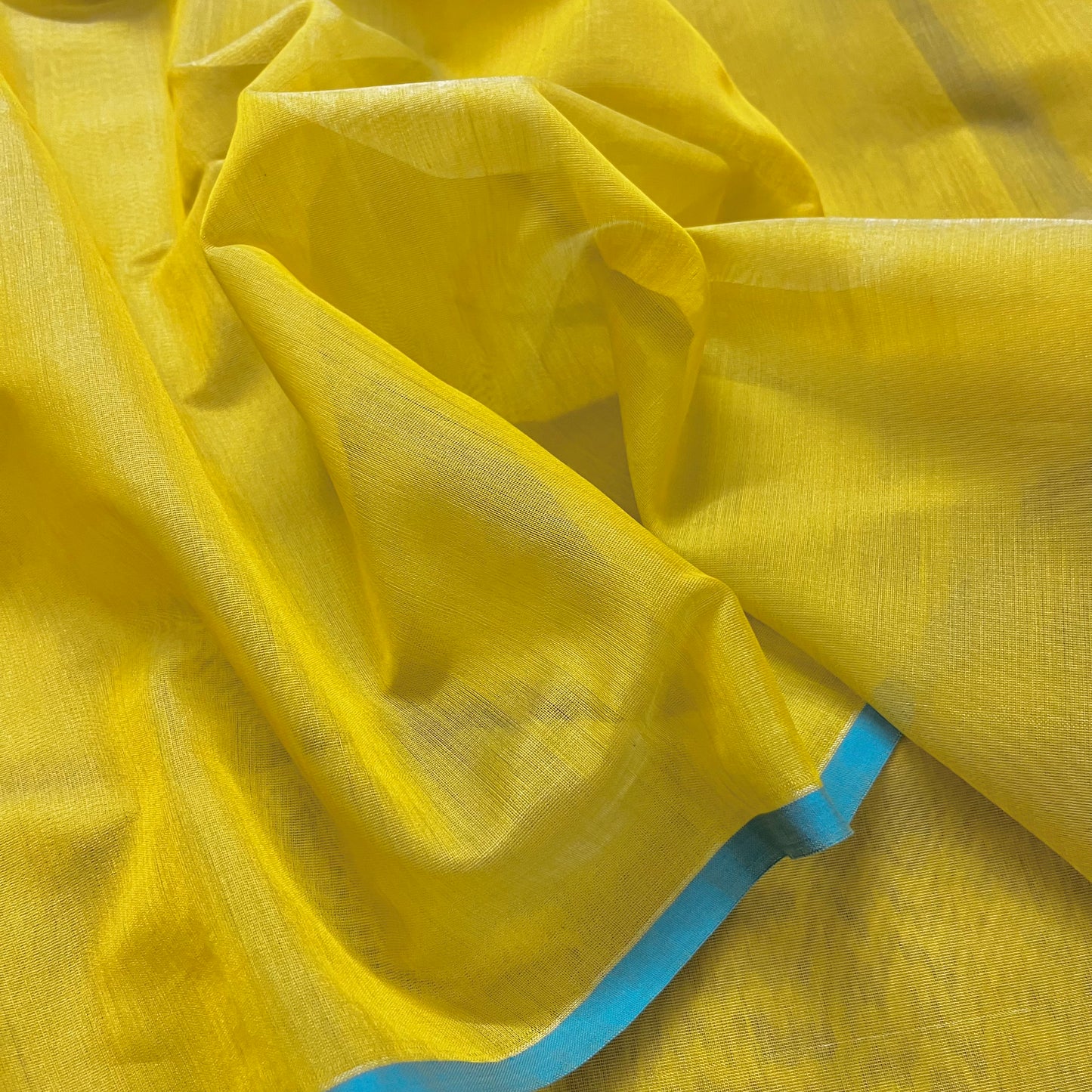 Corn yellow and blue maheshwari saree