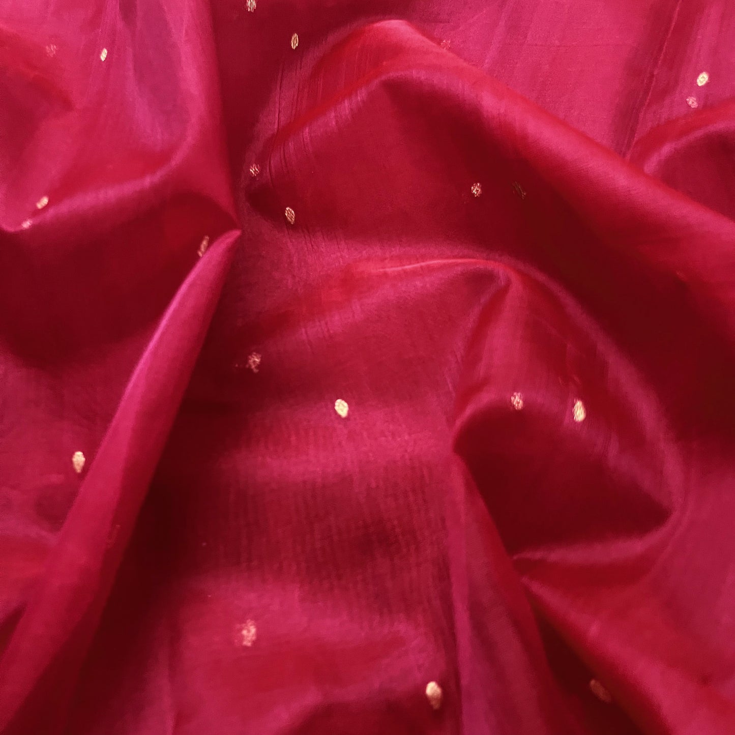Dark rose chanderi silk saree with zari bootis all over