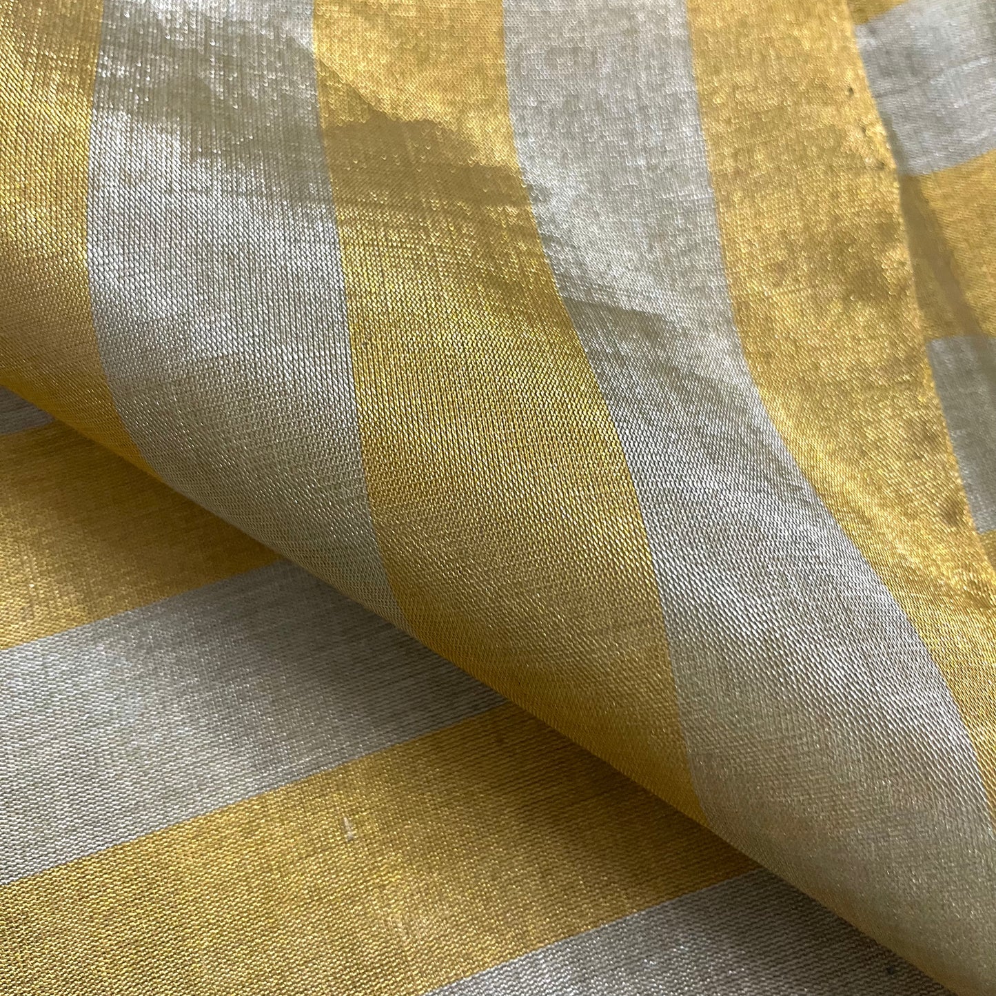 Gold and silver striped chanderi tissue silk saree
