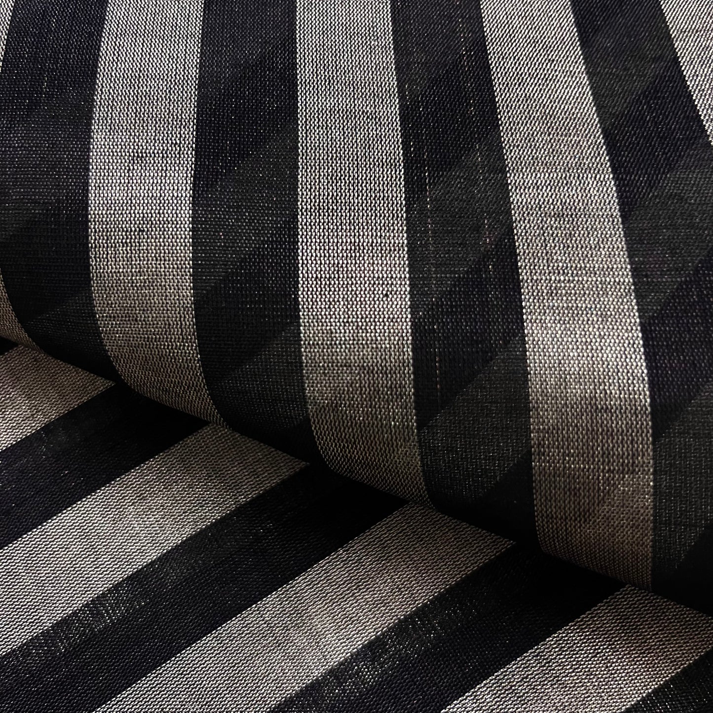 Black and silver striped chanderi tissue silk saree