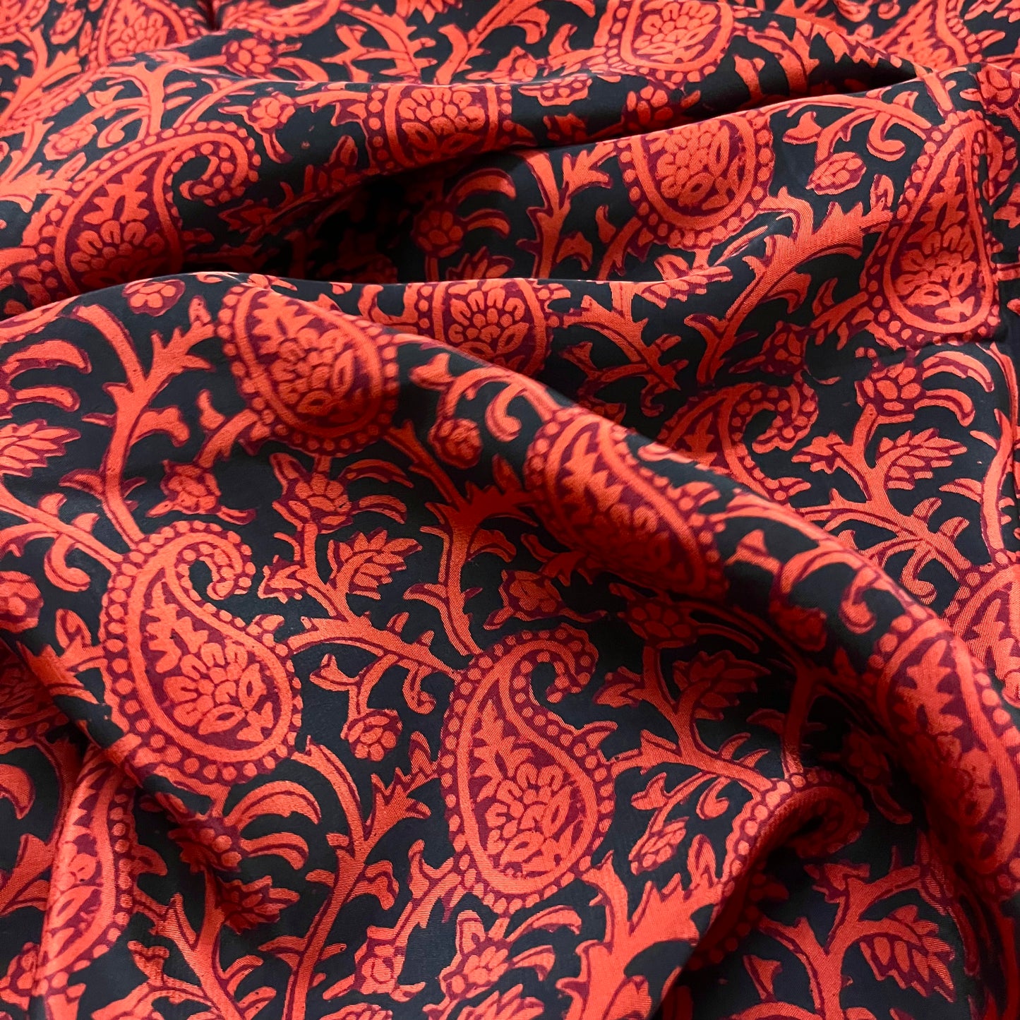 Rust and black bagh print saree