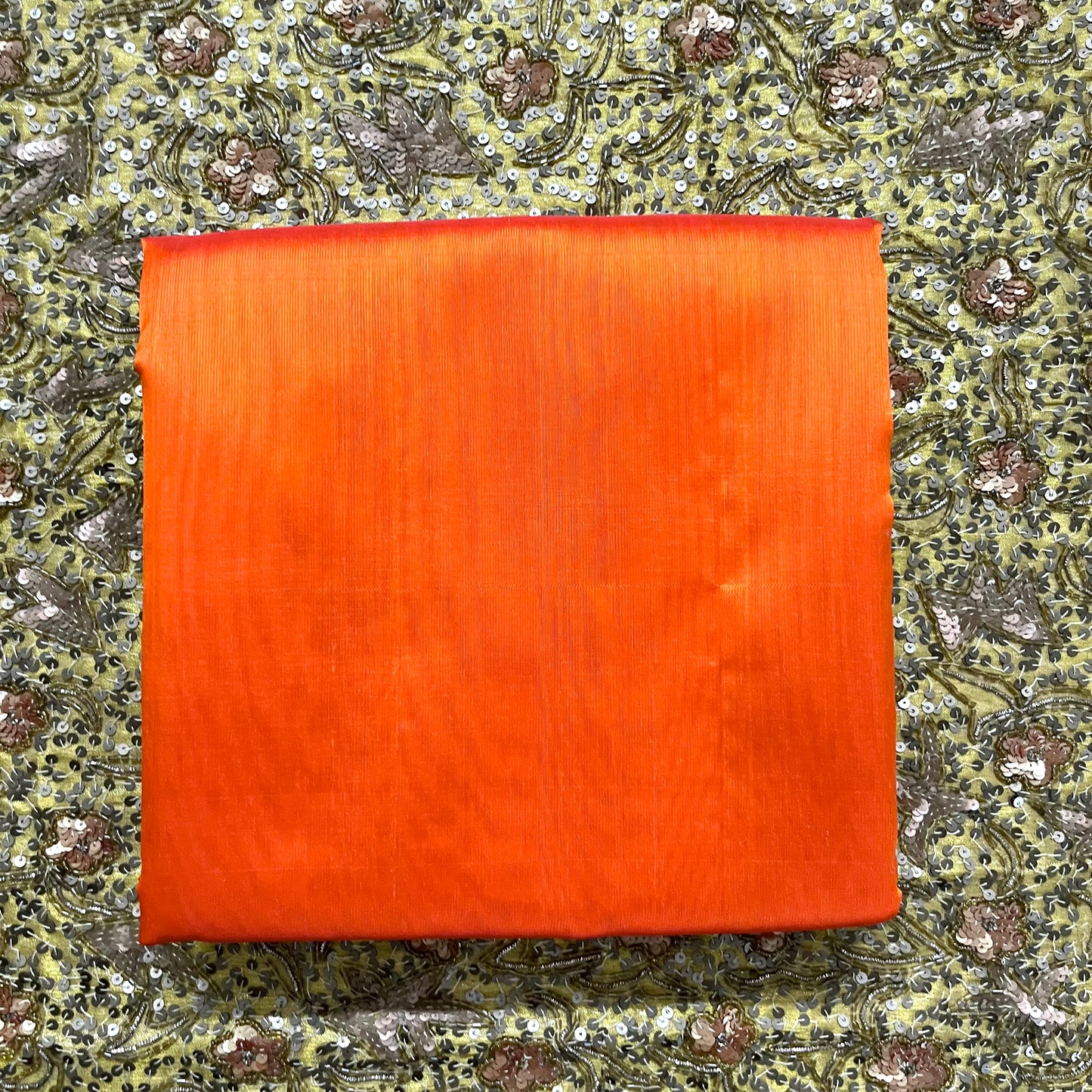 Sunset orange chanderi silk saree with silk border