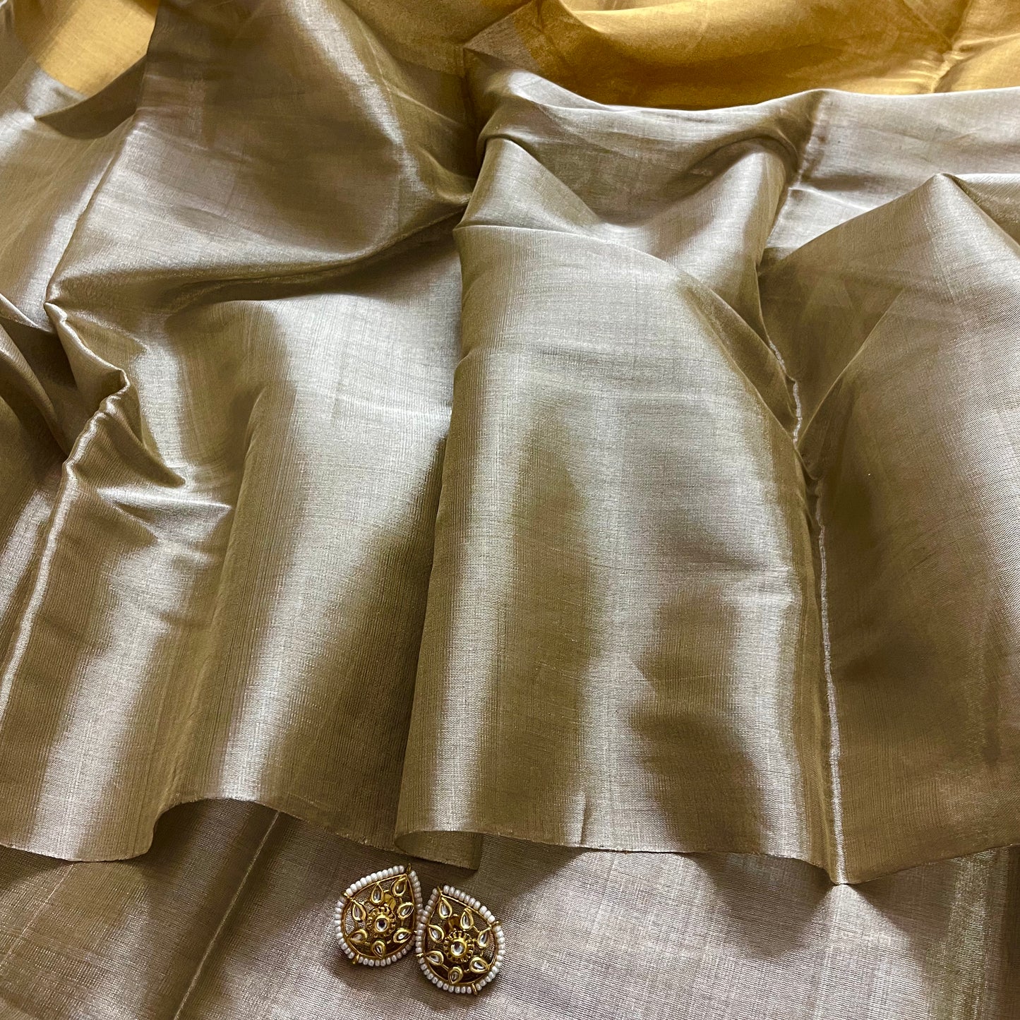 Gold and silver chanderi tissue silk saree