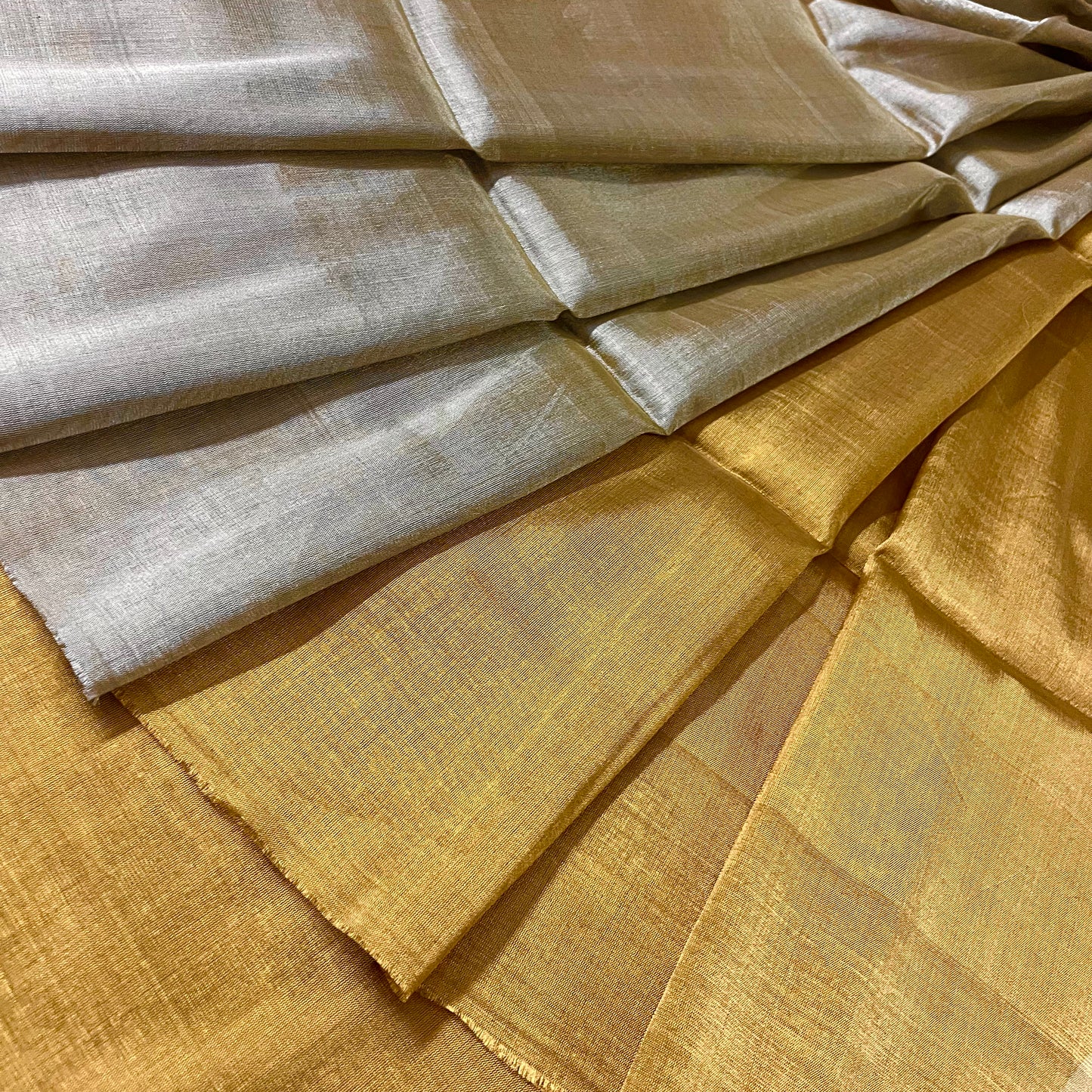 Gold and silver chanderi tissue silk saree
