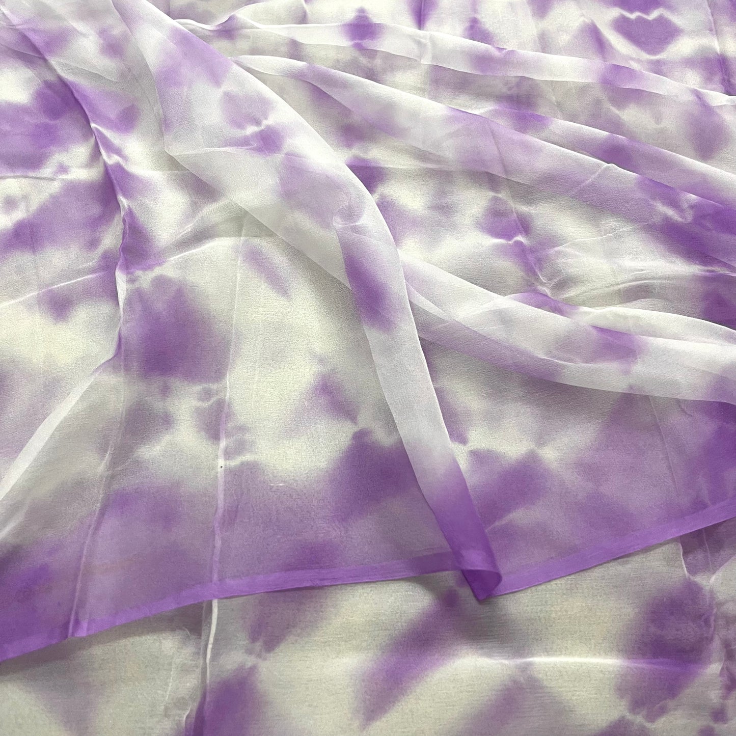 Mauve & White Shibori Chiffon Saree