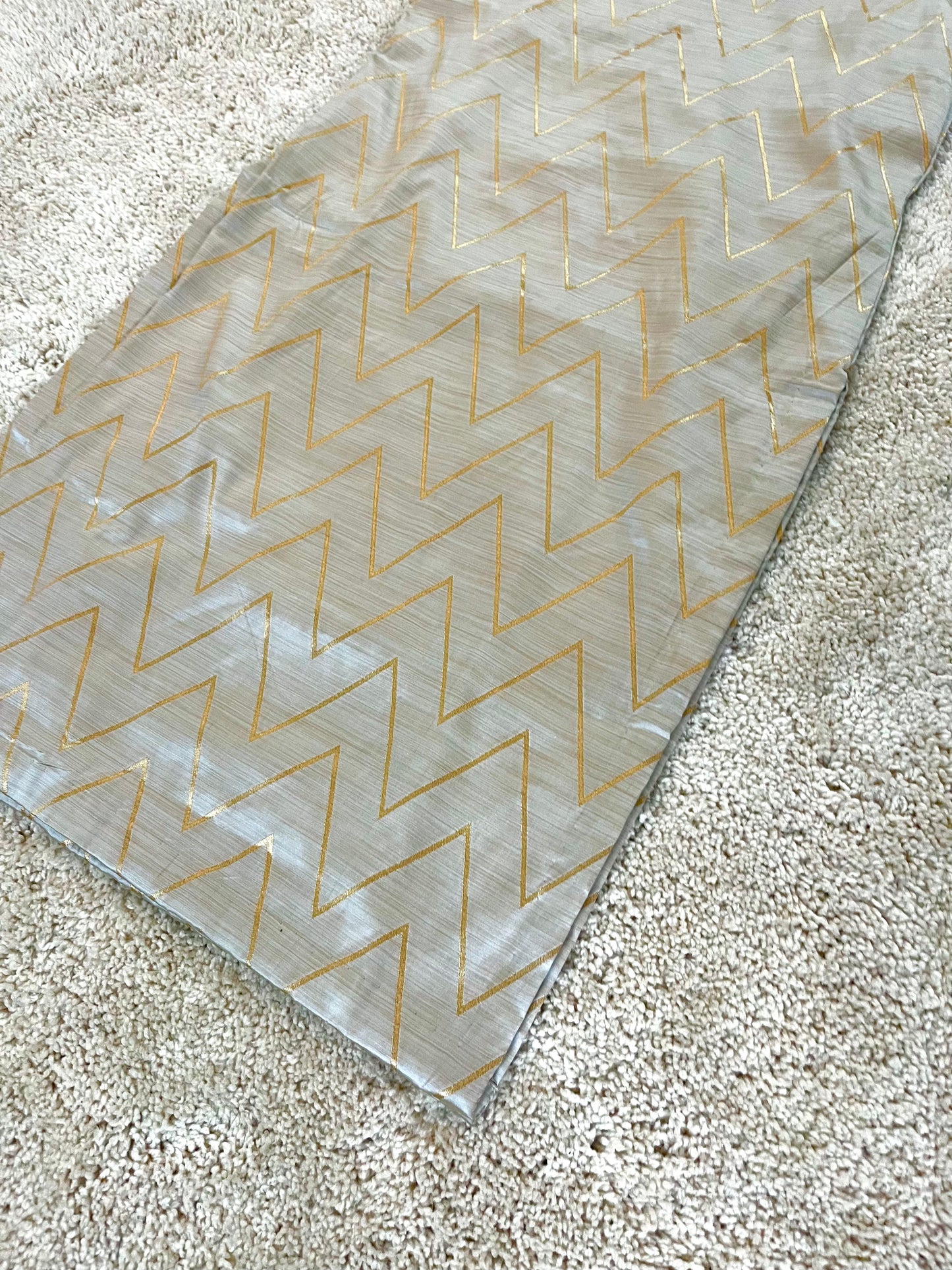 Grey gold banarasi silk kurta with zari pattern all over
