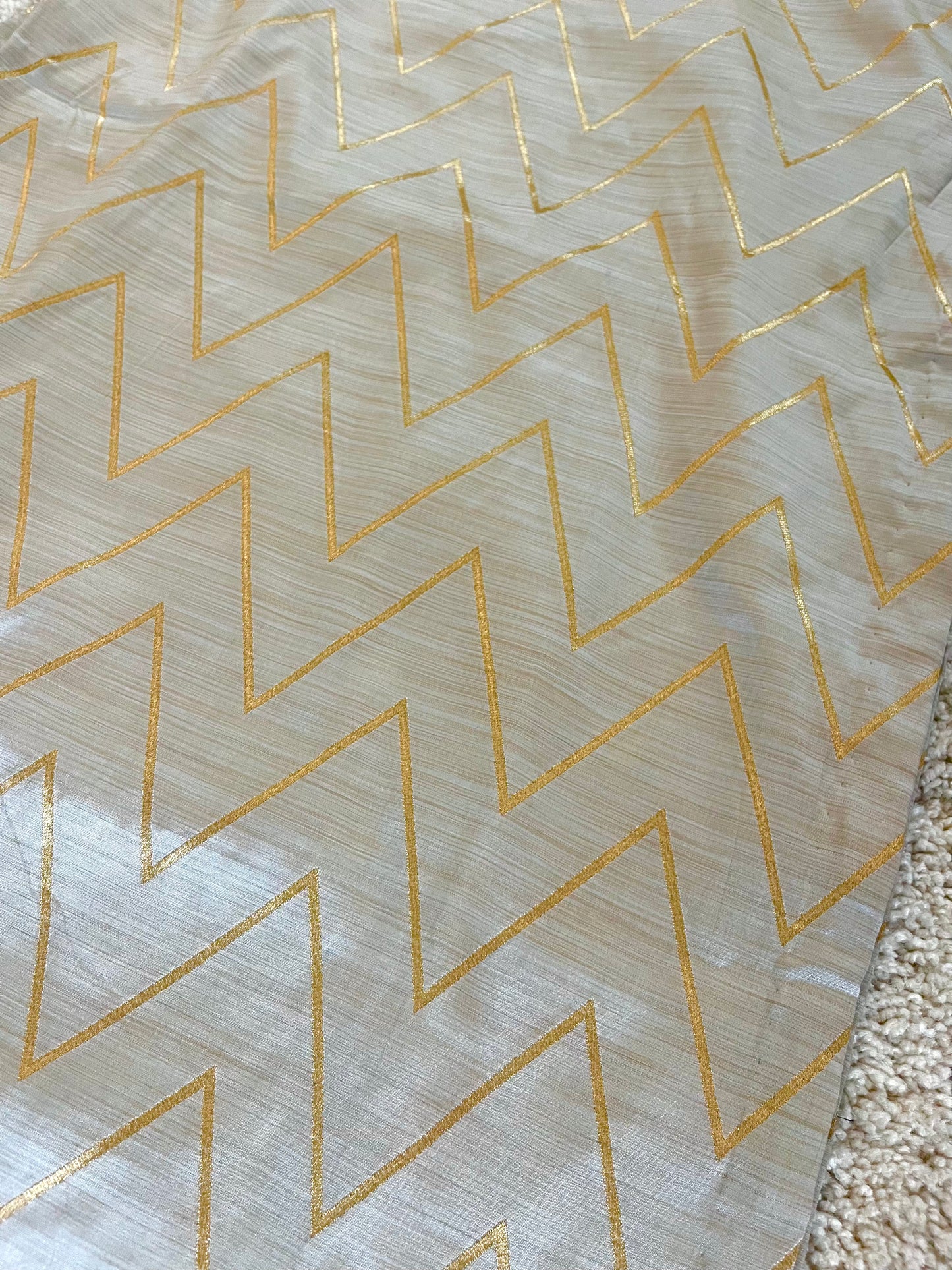 Grey gold banarasi silk kurta with zari pattern all over