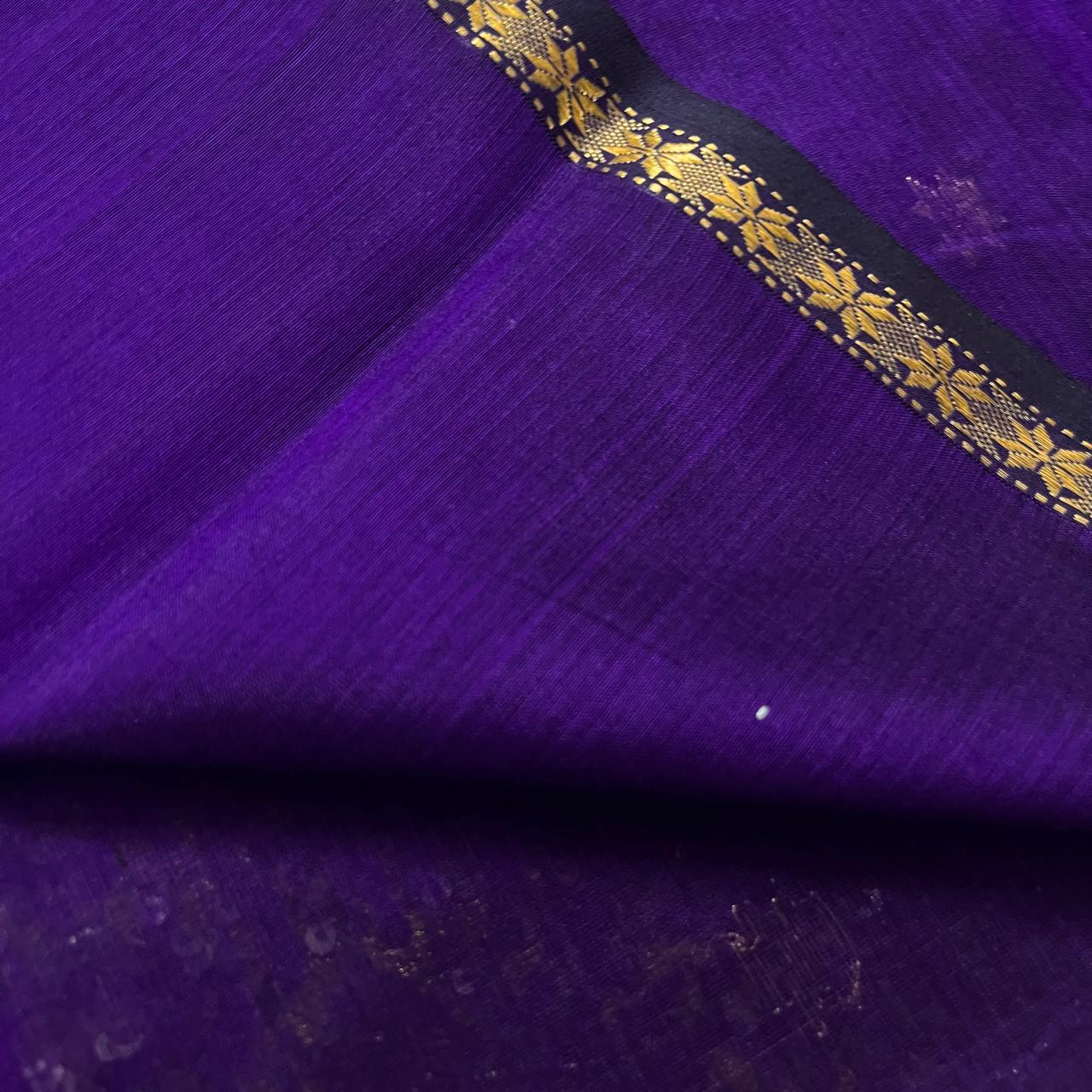 Deep purple maheshwari saree with flower bootis all over
