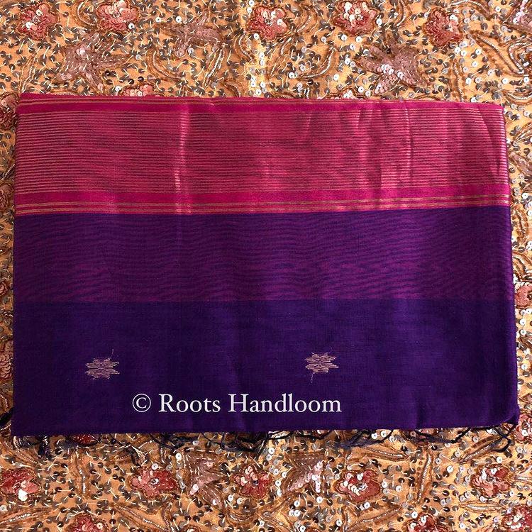 Dark Purple & Pink Maheshwari Saree with Flower Bootis all over