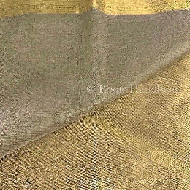 Olive Gold Maheshwari Saree with Zari lines all over