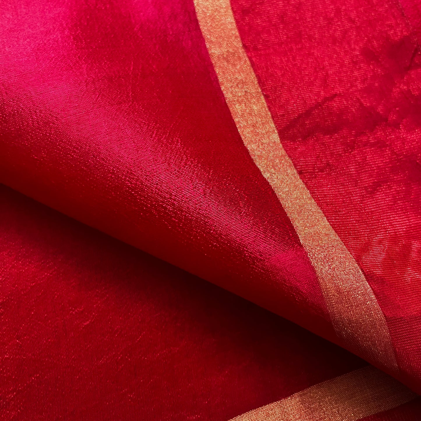 Red Chanderi Silk Saree with Tissue Border