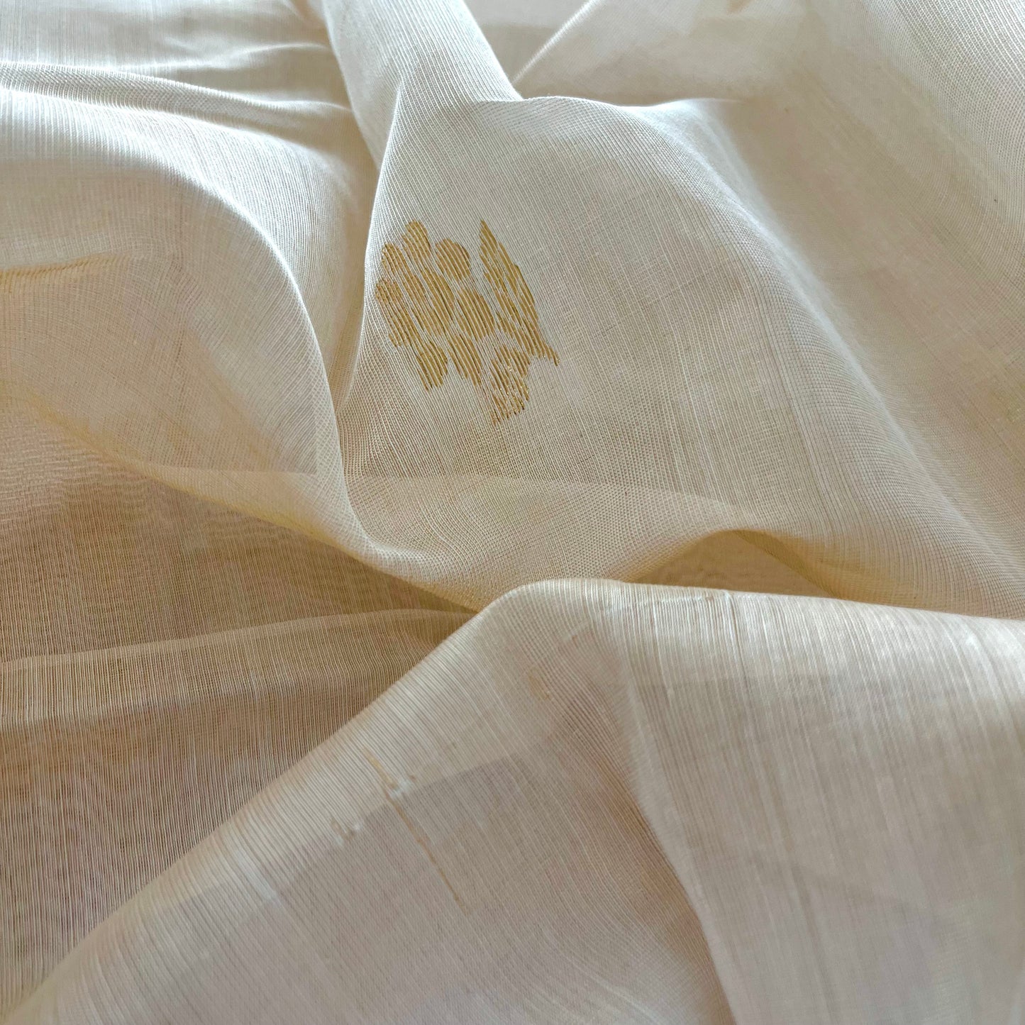 Cream gold Maheshwari tissue silk saree with flower motifs all over