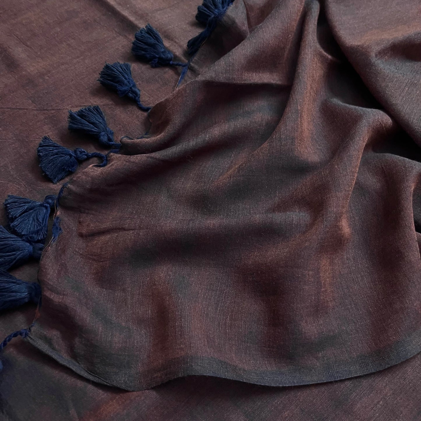 Brown mulmul saree