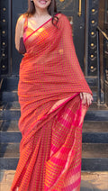 Pink and Olive Maheshwari checkered saree with zari border