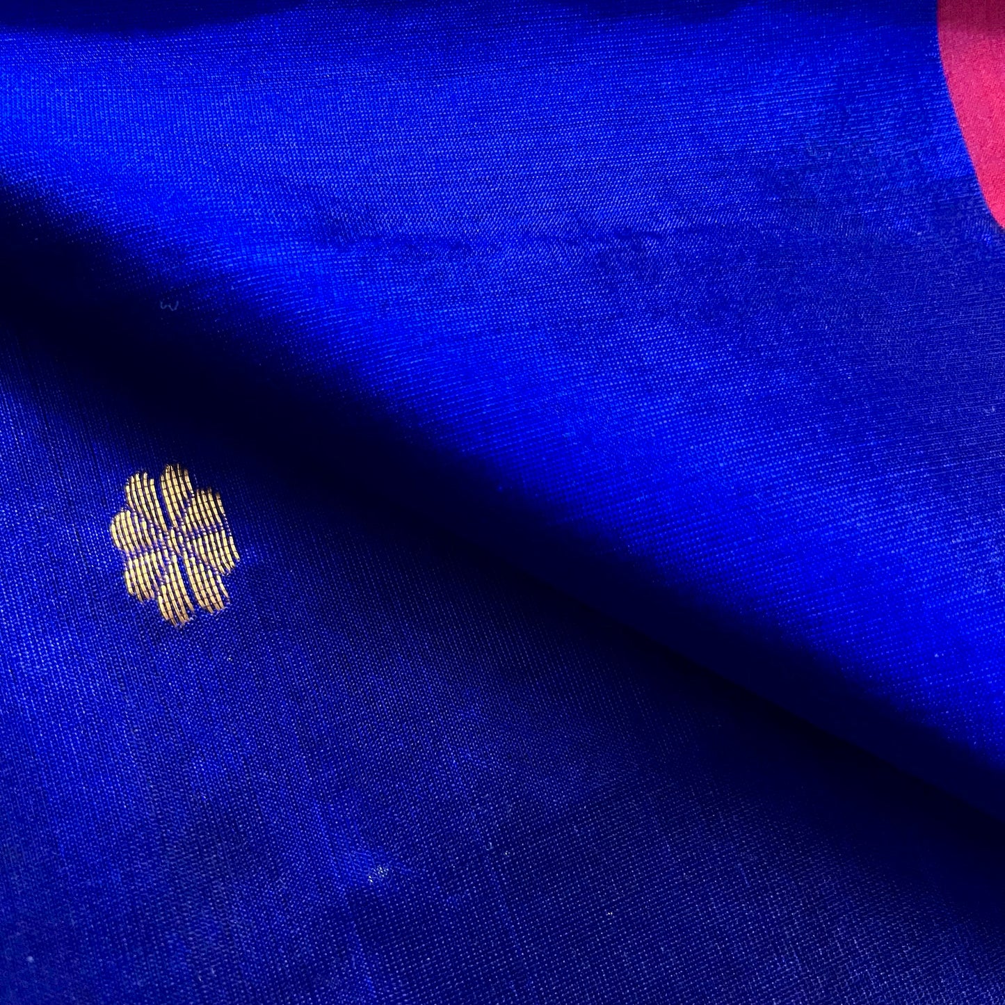 Dark blue Chanderi silk saree with flower bootis all over