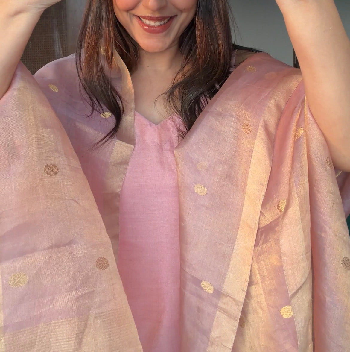 Blush Pink Chanderi Tissue Silk Suit