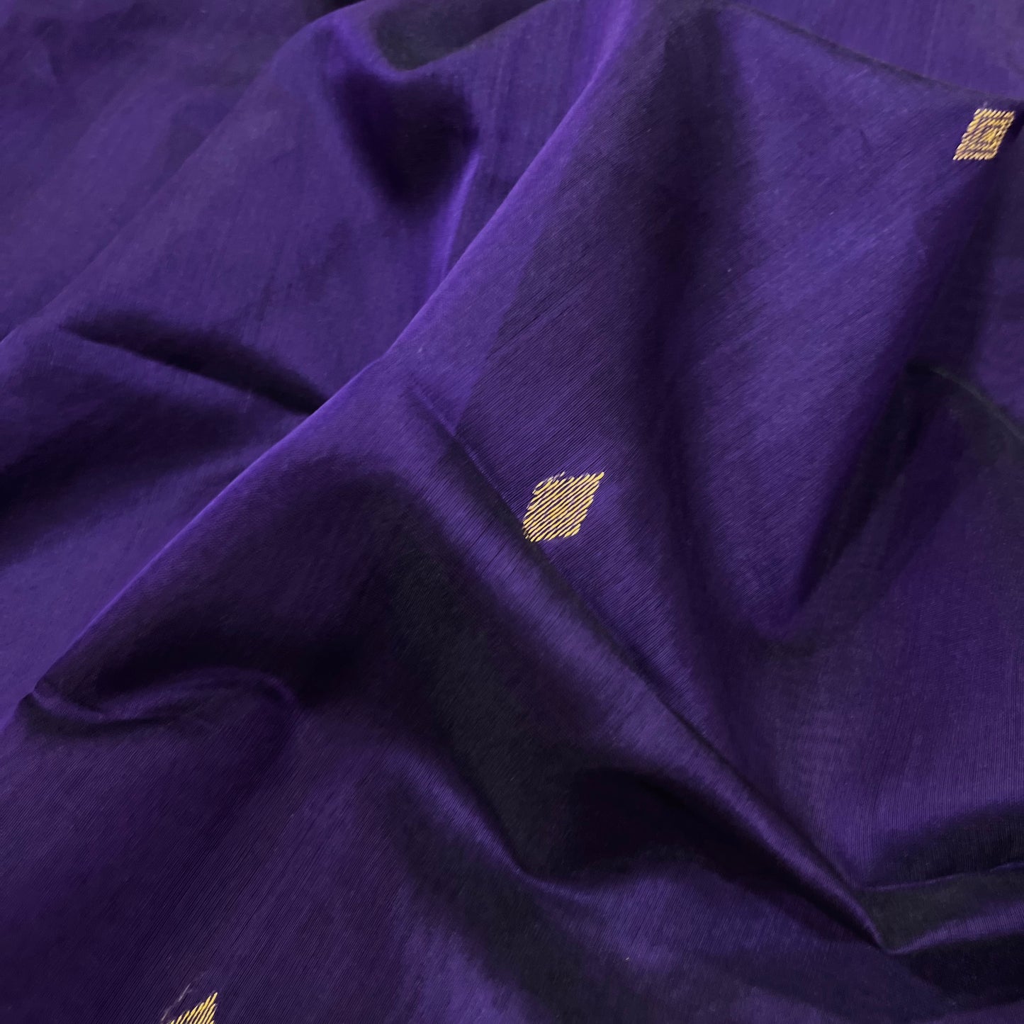 Dark purple Maheshwari saree with diamond bootis all over