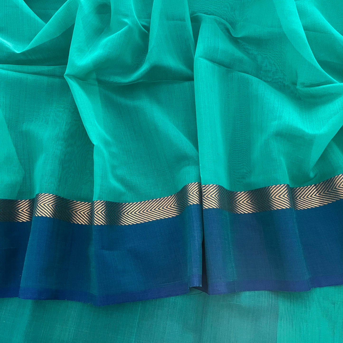 Tiffany green and blue Maheshwari saree