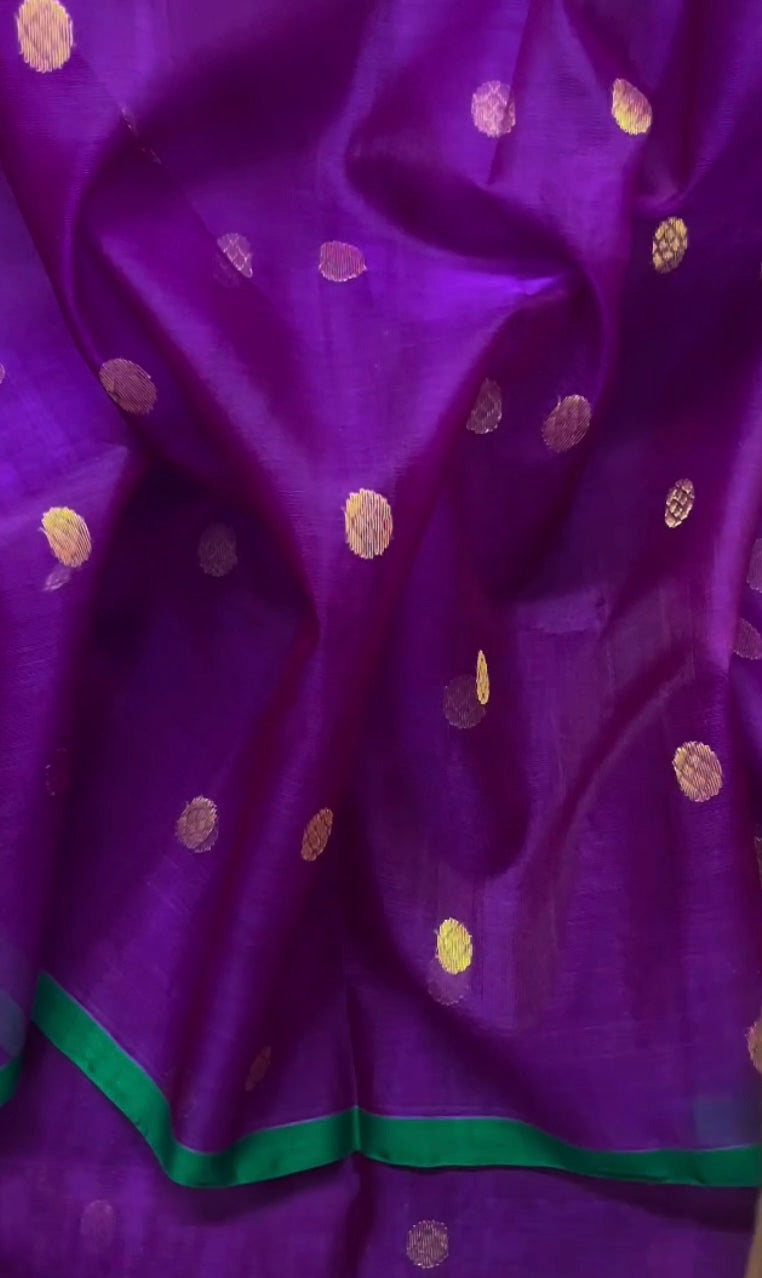 Violet dual tone chanderi silk saree with zari bootis all over