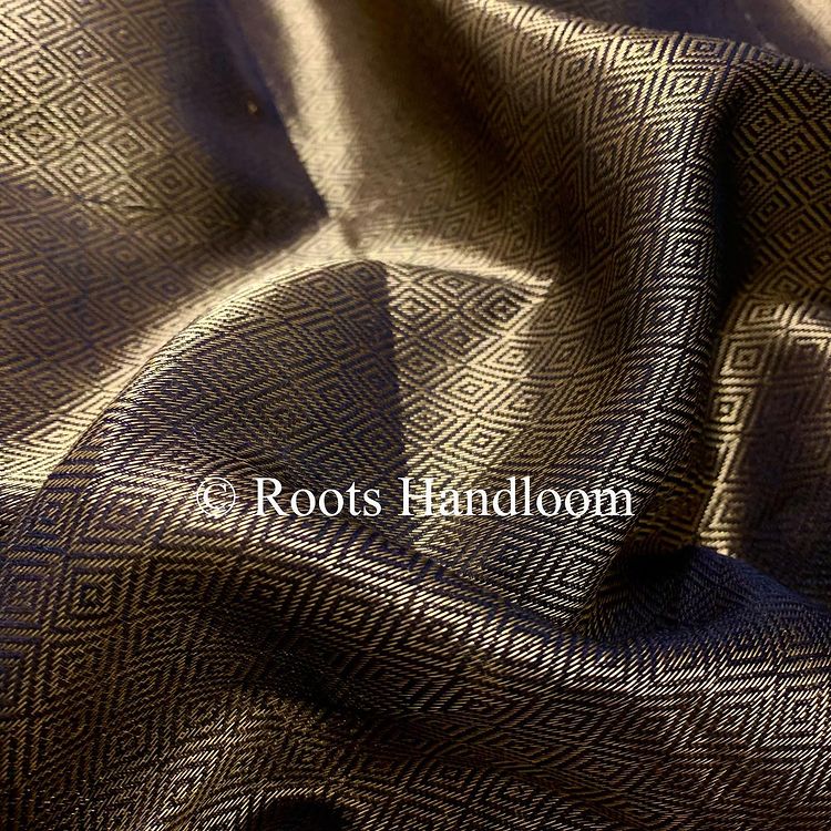Black and gold Maheshwari with zari pattern all over