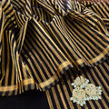 Black Maheshwari saree with zari stripes all over