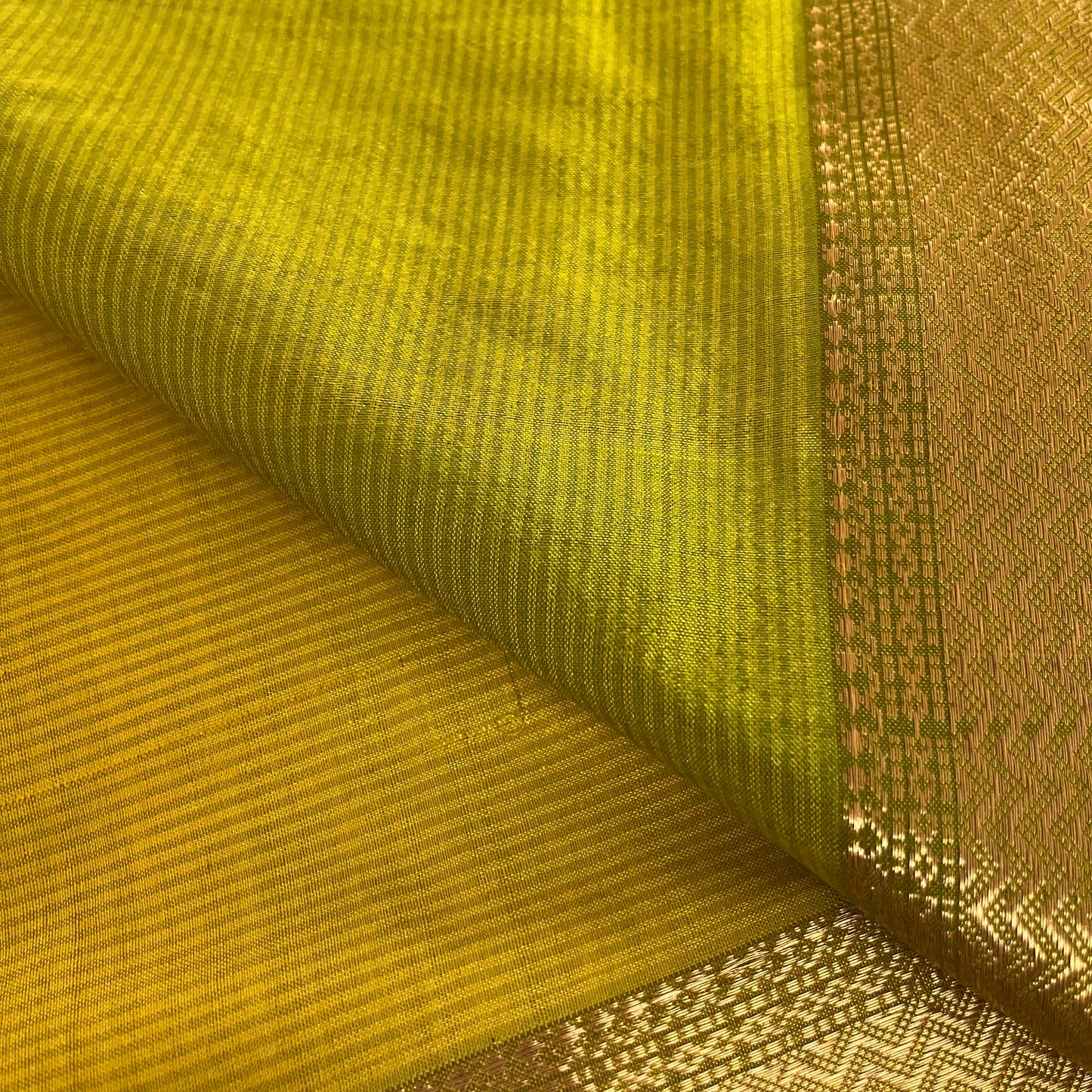 Corn yellow Maheshwari silk saree with zari border