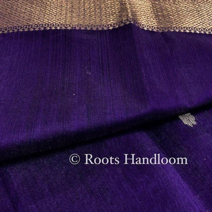 Dark Purple Maheshwari Saree with Flower Bootis all over it