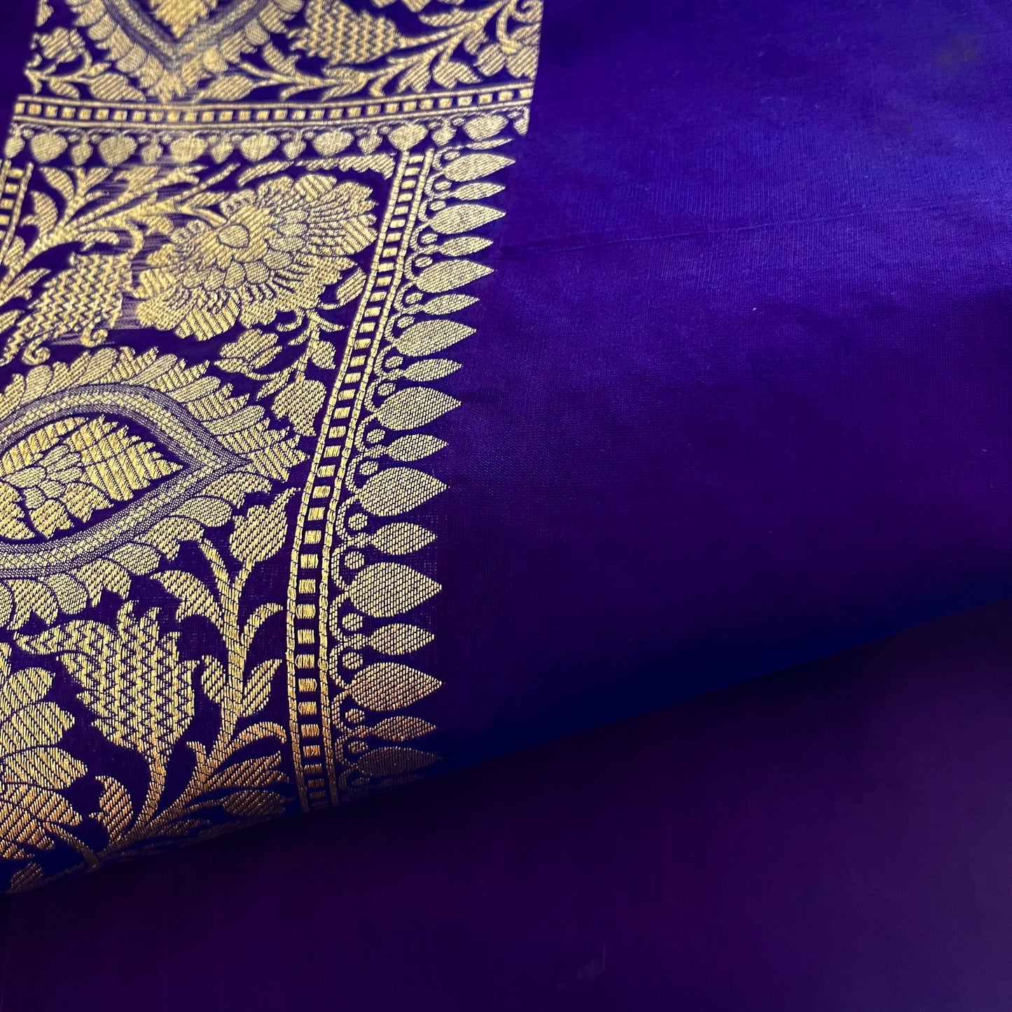 Dark Purple Banarasi silk saree with zari jaal work all over