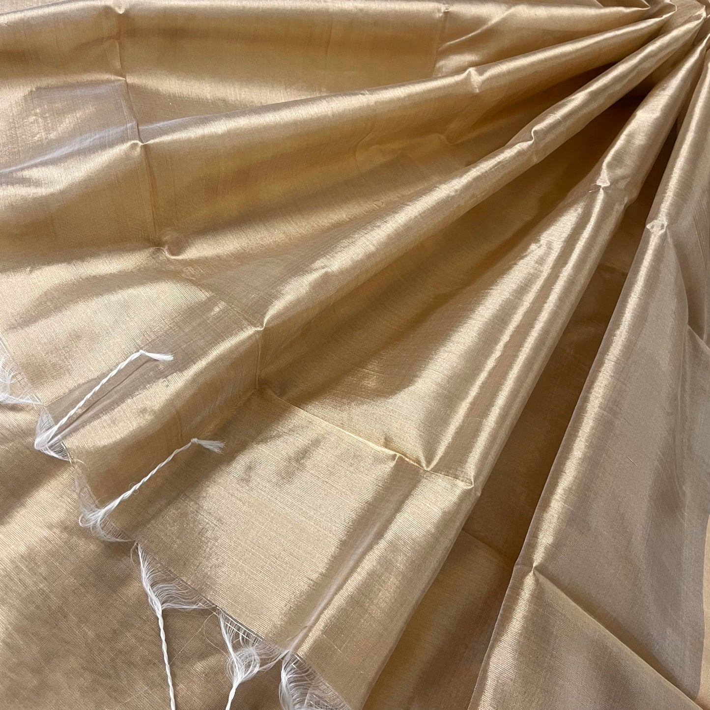 Tuscan beige Chanderi silk saree with silk border